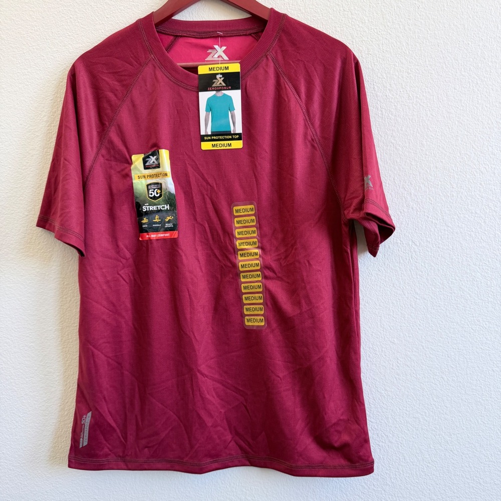 ZeroXposur Mens Sun Protection NWT Medium Red UPF 50+ Quick Dry W86271S